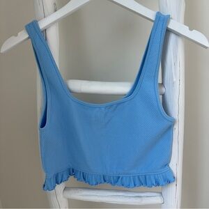 Zara Cropped Ribbed Blue Tank Top Size M/L